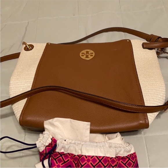 Tory Burch Brown and Cream Woven Tote - Picture 2 of 2